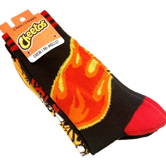 Cheetos Socks Flaming Hot Fire Orange Crew Socks Mascot New Funny Socks … - Picture 2 of 3